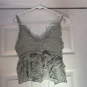 Gingham Ruffle Trim Women Top